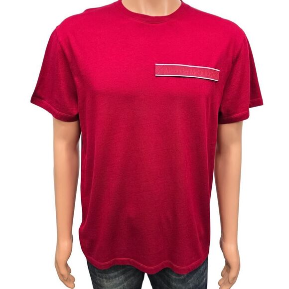ALEXANDER MCQUEEN Logo Tape T-Shirt Tee Size L Red Crewneck Cotton Short Sleeve - Picture 5 of 12